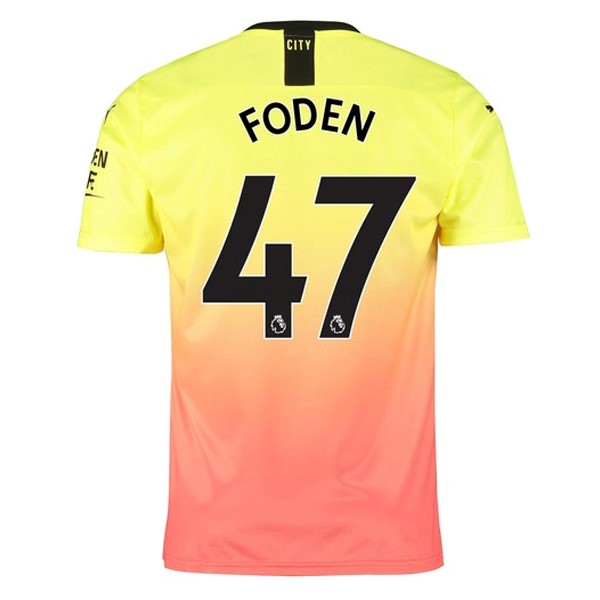 Camiseta Manchester City NO.47 Foden Tercera equipación 2019-2020 Naranja